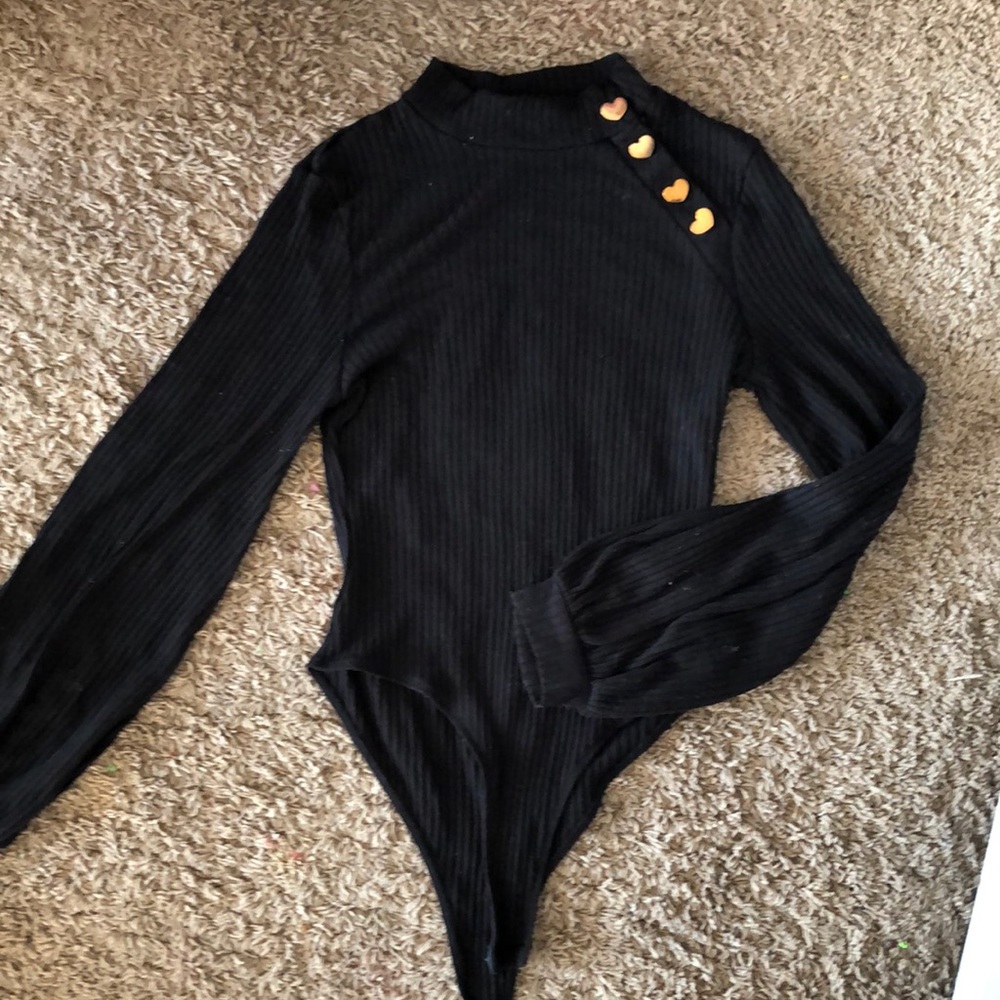 Shein Black long sleeve ribbed bodysuit size small